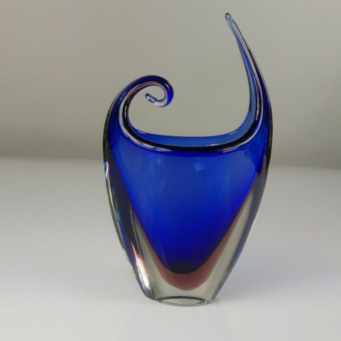 vase in blue venecian sommerso glass by flavio poli 1960s 3