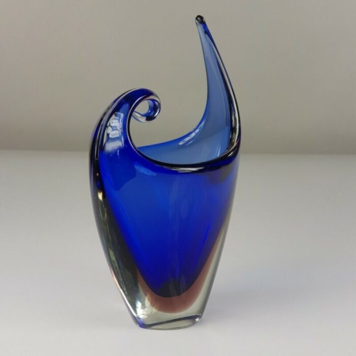 vase in blue venecian sommerso glass by flavio poli 1960s 4