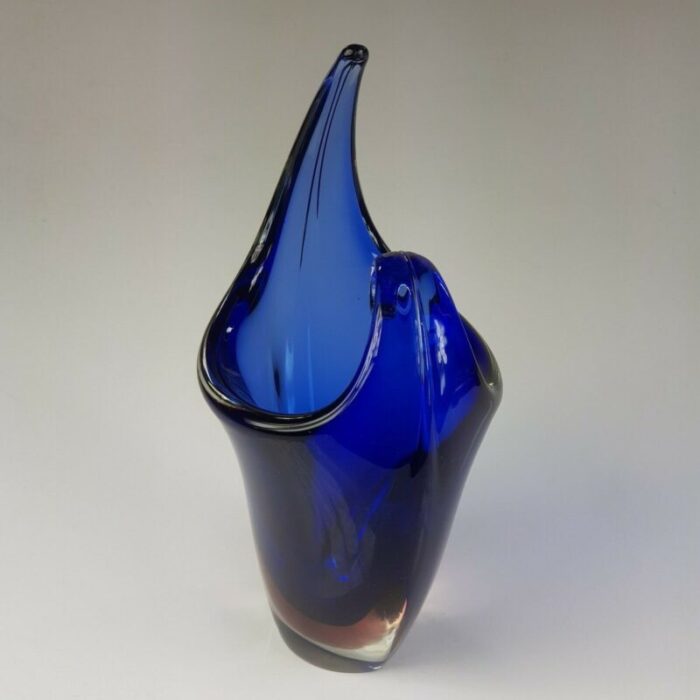 vase in blue venecian sommerso glass by flavio poli 1960s 7