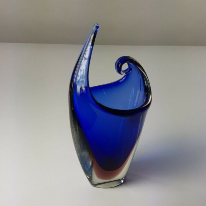 vase in blue venecian sommerso glass by flavio poli 1960s 8