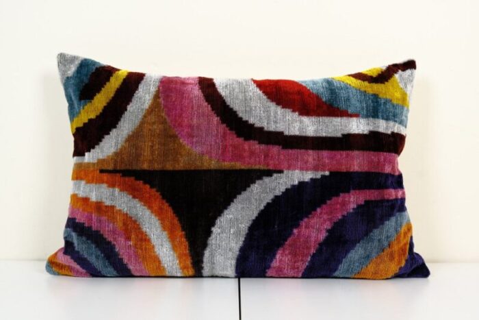 velvet and silk ikat lumbar cushion cover 2010s 1