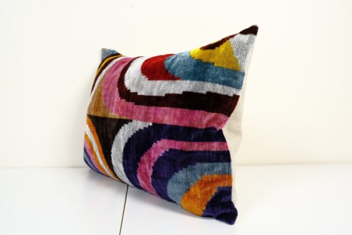 velvet and silk ikat lumbar cushion cover 2010s 2