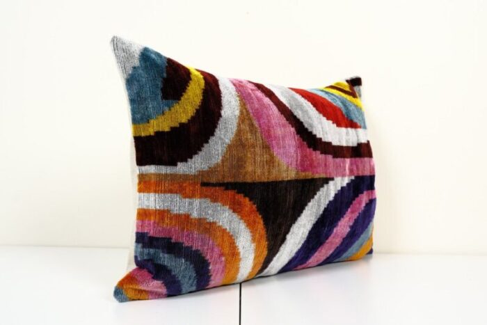 velvet and silk ikat lumbar cushion cover 2010s 3