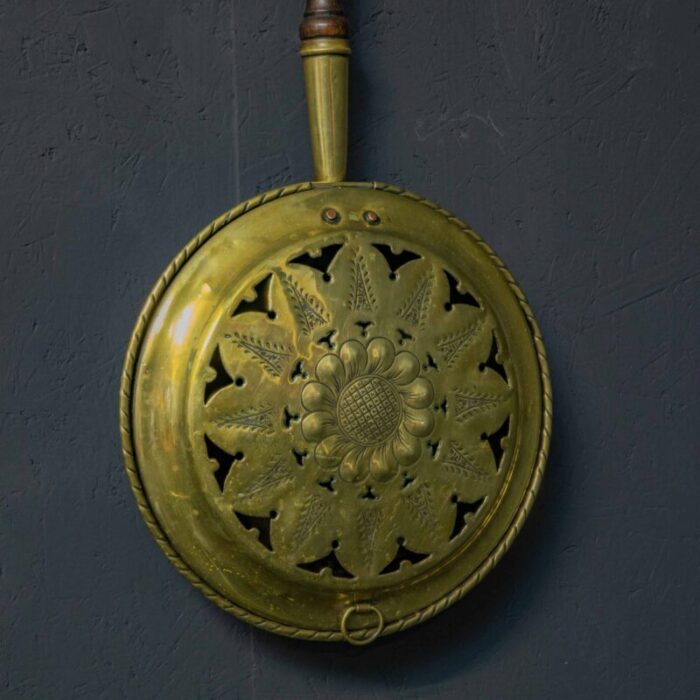 victorian brass warming pan 5