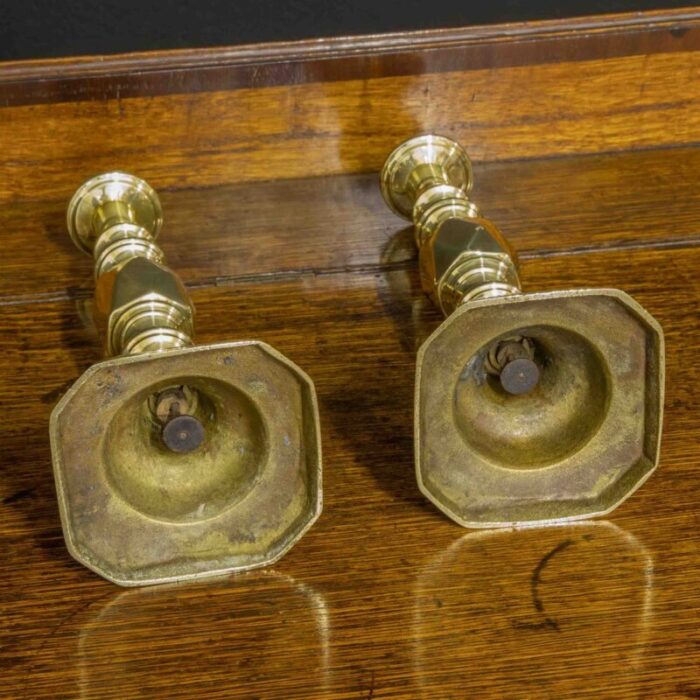 victorian queen of diamond brass candlesticks 1890s set of 2 3