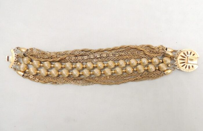 vintage 1960s signed monet multistrand goldtone bracelet 1373