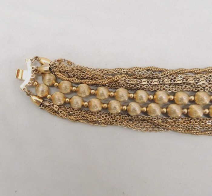 vintage 1960s signed monet multistrand goldtone bracelet 3254