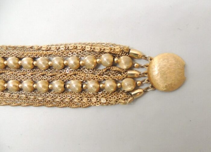 vintage 1960s signed monet multistrand goldtone bracelet 3644