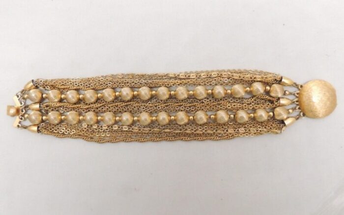 vintage 1960s signed monet multistrand goldtone bracelet 5789