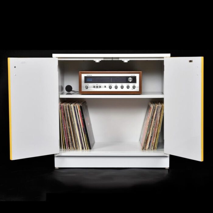 vintage 1970s broyhill yellow and white chapter one stereo record cabinet 2379