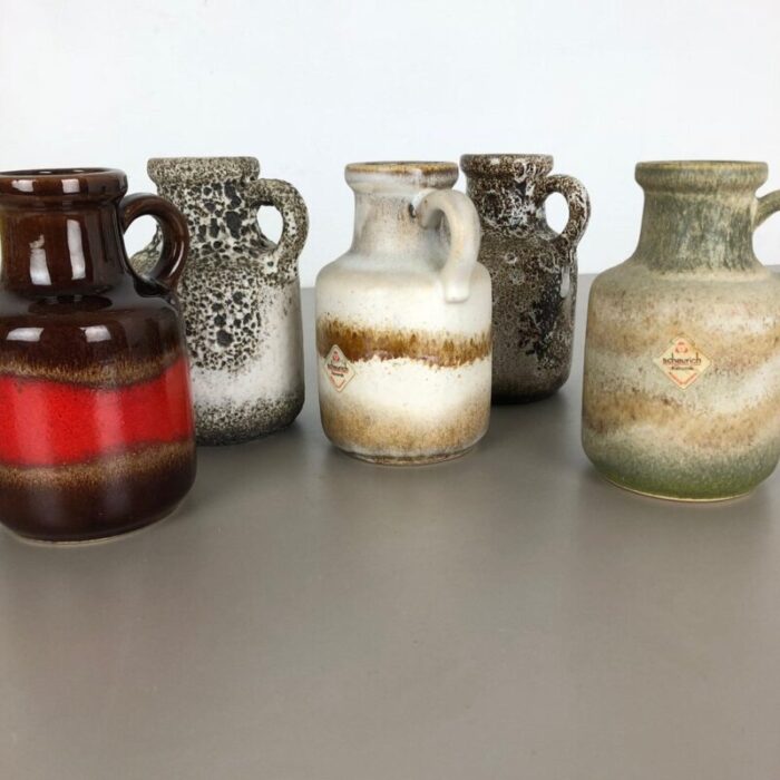 vintage 414 16 pottery fat lava vases from scheurich germany set of 5 15