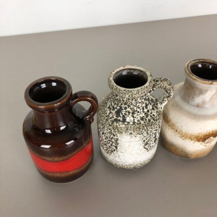 vintage 414 16 pottery fat lava vases from scheurich germany set of 5 4