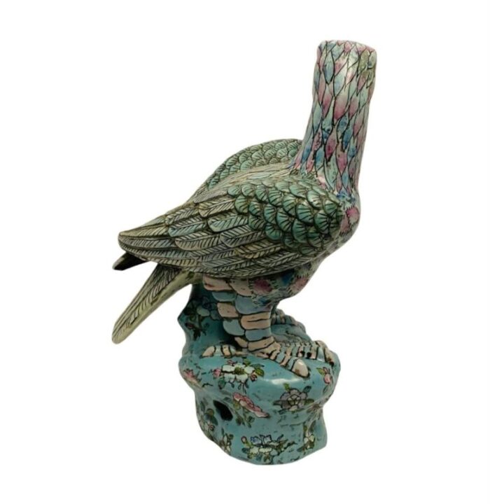 vintage asian cloisonne celadon turquoise porcelain eagle sculpture 3610