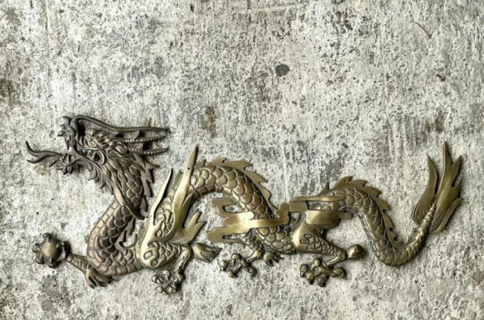 vintage boho brass dragon wall sculpture 8865