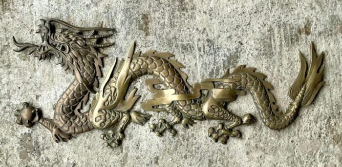 vintage boho brass dragon wall sculpture 9284