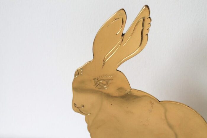 vintage brass bunny rabbit candle holder 1760