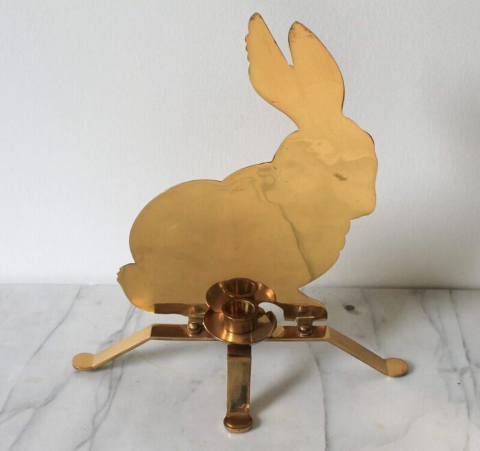 vintage brass bunny rabbit candle holder 4548