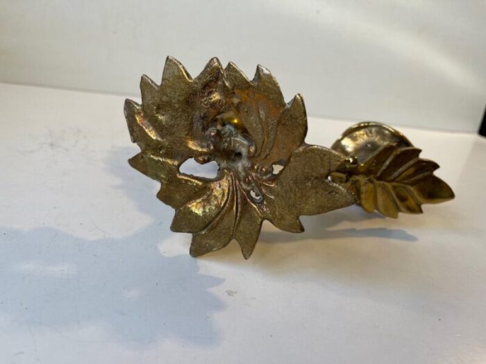 vintage brass italian leaf candleholder 1970s 4