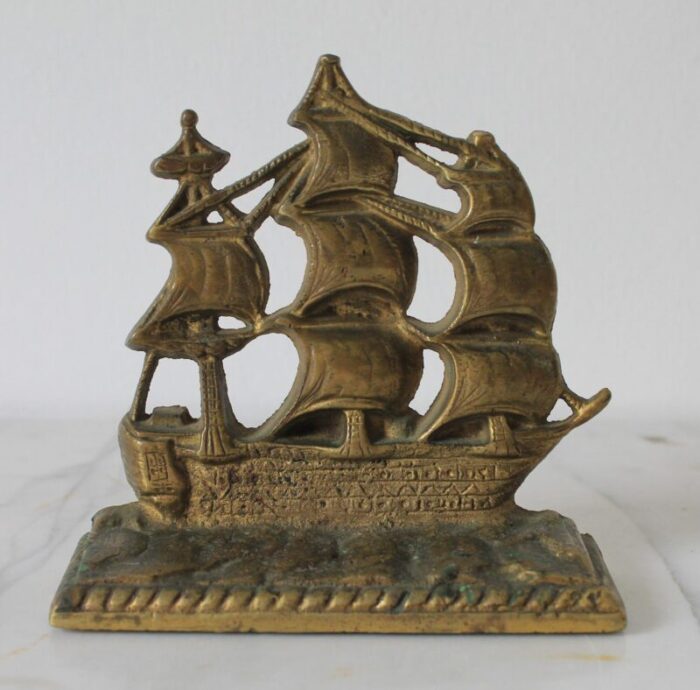 vintage brass ship bookends a pair 0505