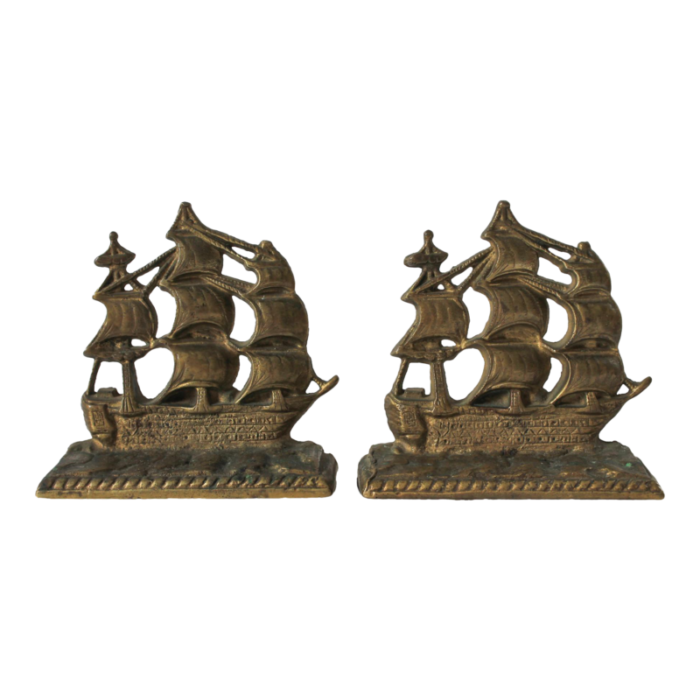 vintage brass ship bookends a pair 3029