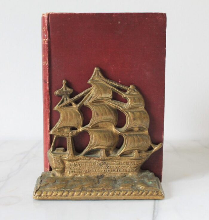 vintage brass ship bookends a pair 7877