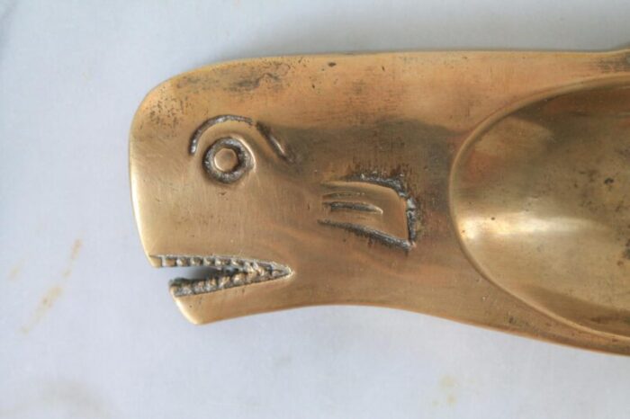 vintage brass whale ashtray 8352