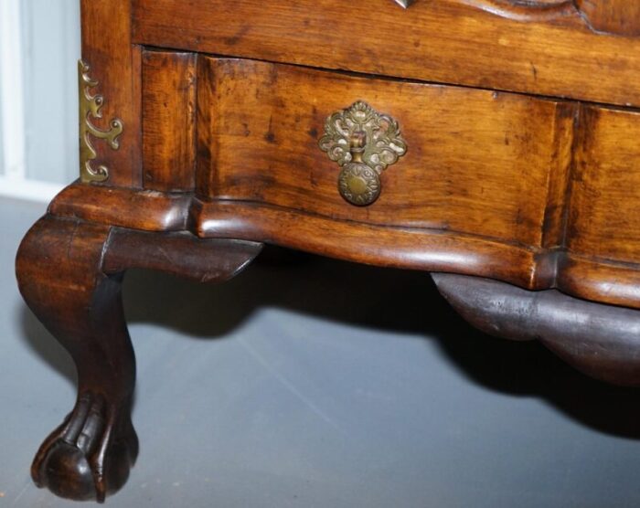 vintage carved hardwood trunk or chest with drawer and claw ball legs 10