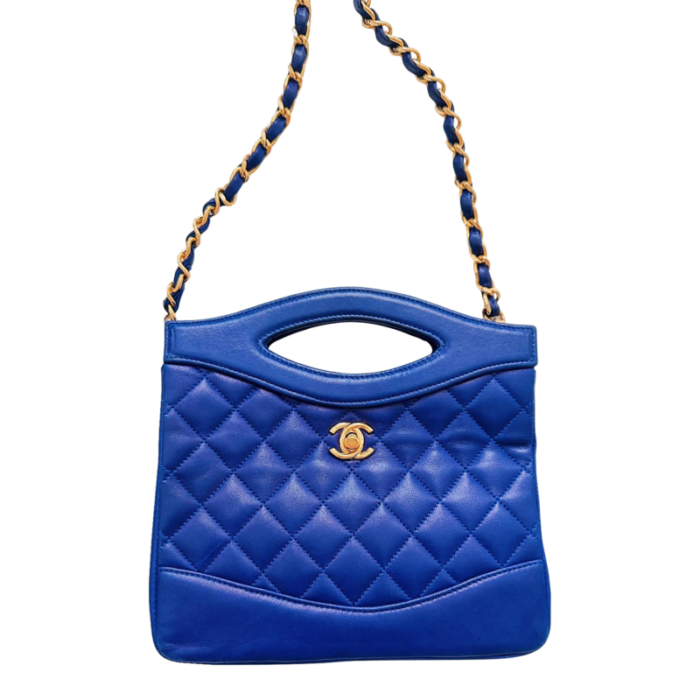 vintage chanel cerulean blue bag 2658