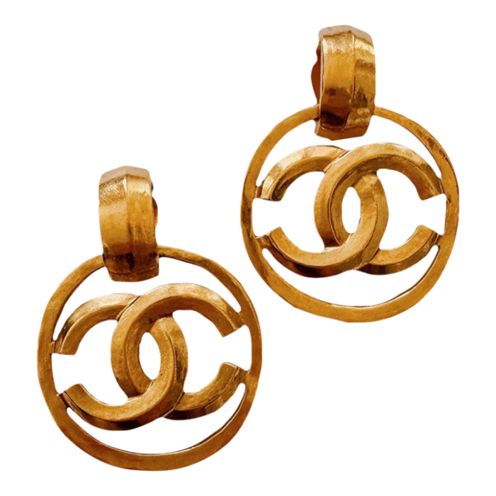 vintage chanel statement clip on hoops a pair 3278