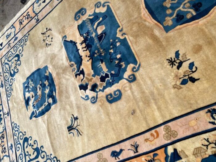 vintage chinese art deco design peking rug 17