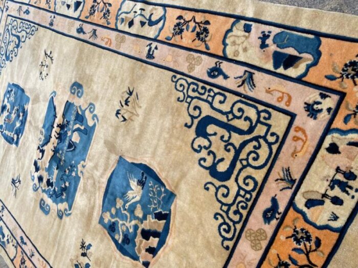 vintage chinese art deco design peking rug 3