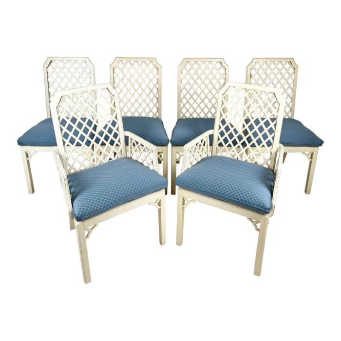 vintage chinoiserie lattice dining chairs set of 6 5808