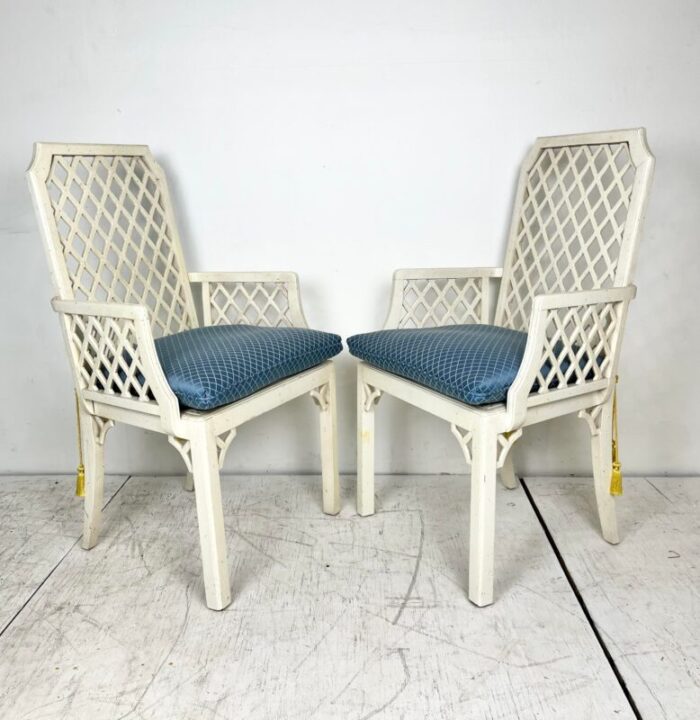 vintage chinoiserie lattice dining chairs set of 6 8604