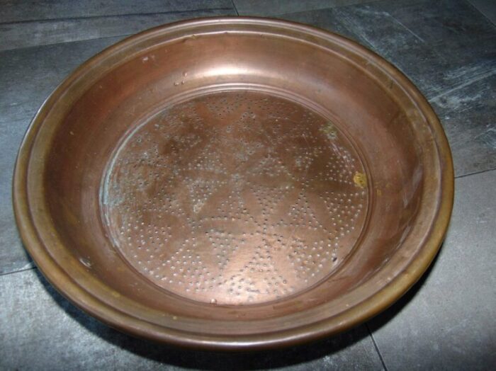 vintage copper strainer or colander 1950s or 1960s 1