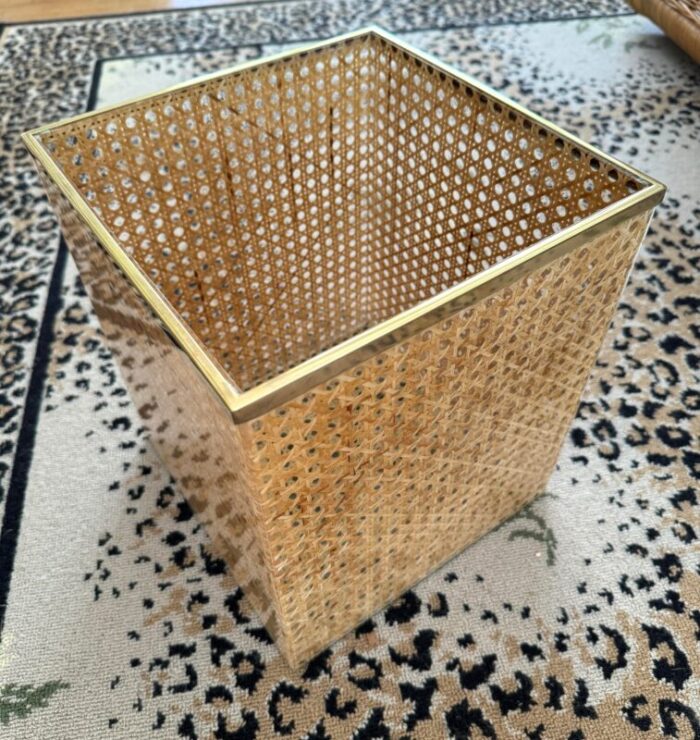 vintage crespi for dior lucite caning waste bin 1464