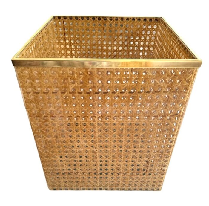 vintage crespi for dior lucite caning waste bin 3560