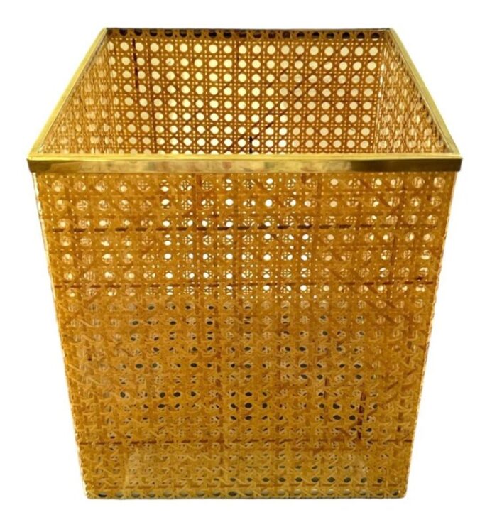 vintage crespi for dior lucite caning waste bin 7431