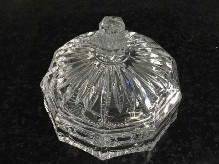 vintage crystal glass chocolate box with lid 1950s 1