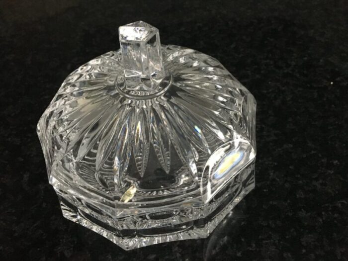 vintage crystal glass chocolate box with lid 1950s 13