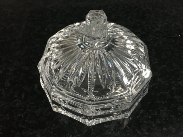 vintage crystal glass chocolate box with lid 1950s 14