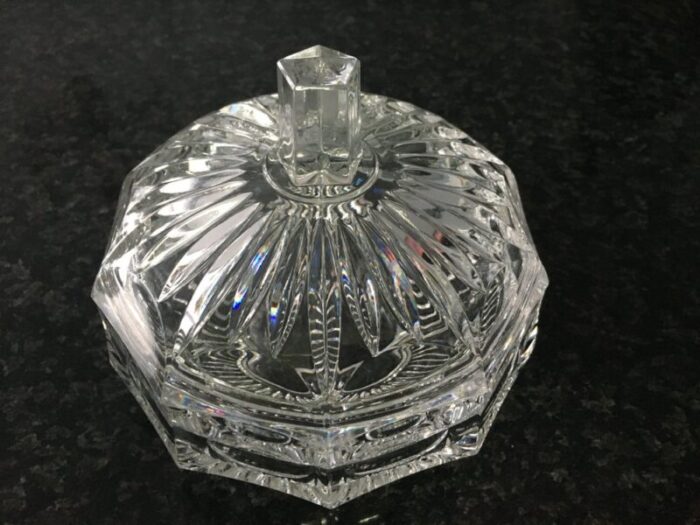 vintage crystal glass chocolate box with lid 1950s 17