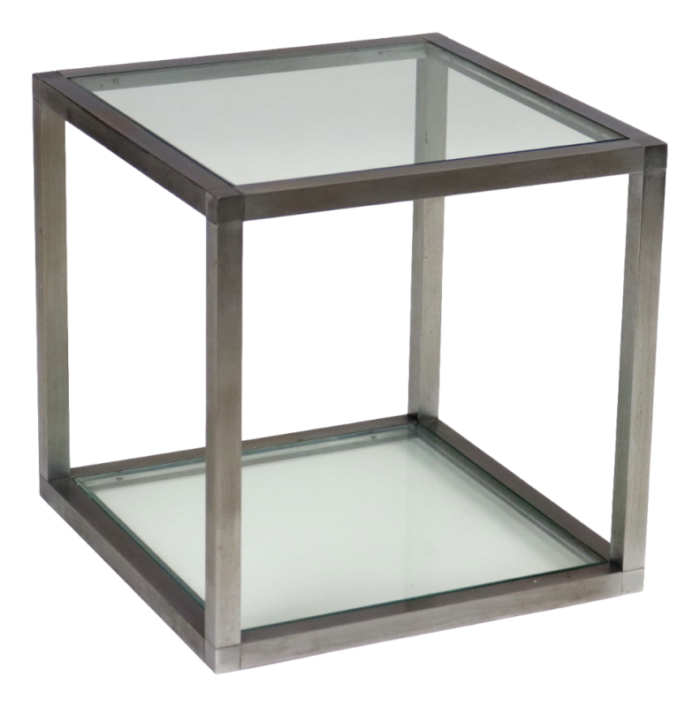 vintage cubic coffee table in glass and metal italy 1960s 6935