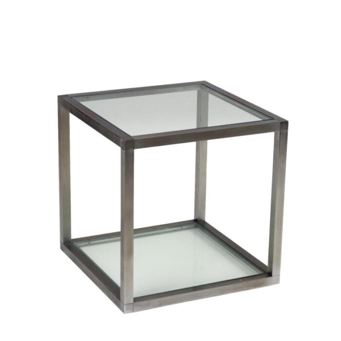 vintage cubic coffee table in glass and metal italy 1960s 9796