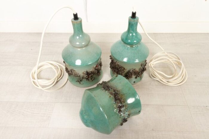 vintage danish ceramic pendants and hanging flower pot 1960s set of 2 16