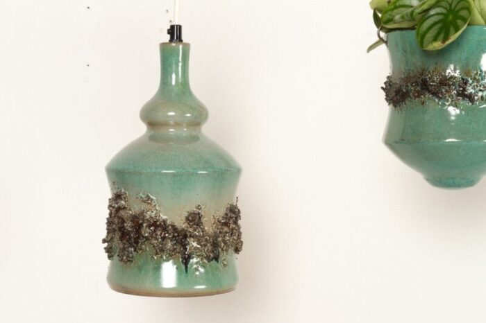 vintage danish ceramic pendants and hanging flower pot 1960s set of 2 5