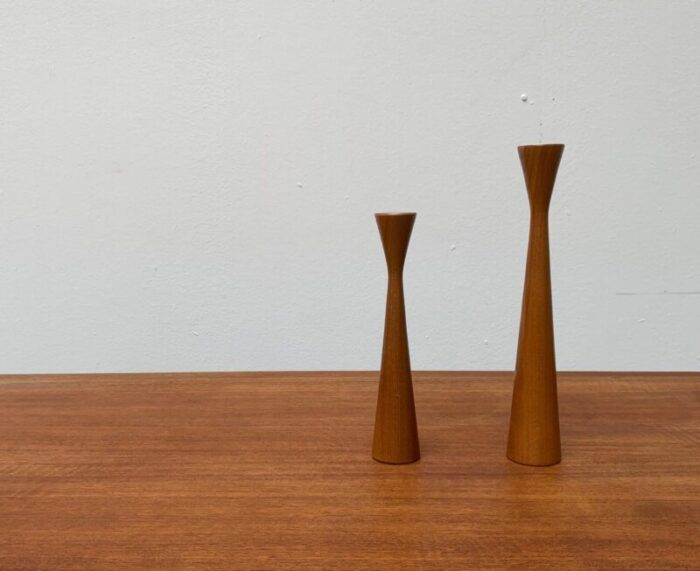 vintage danish teak candleholders set of 2 10