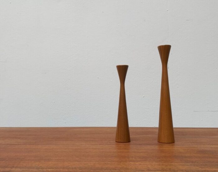 vintage danish teak candleholders set of 2 17