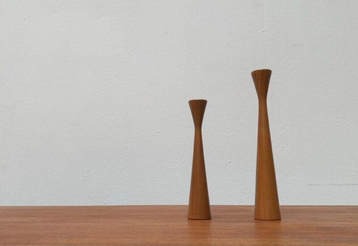 vintage danish teak candleholders set of 2 18