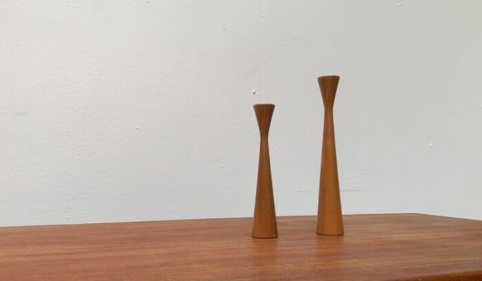 vintage danish teak candleholders set of 2 4