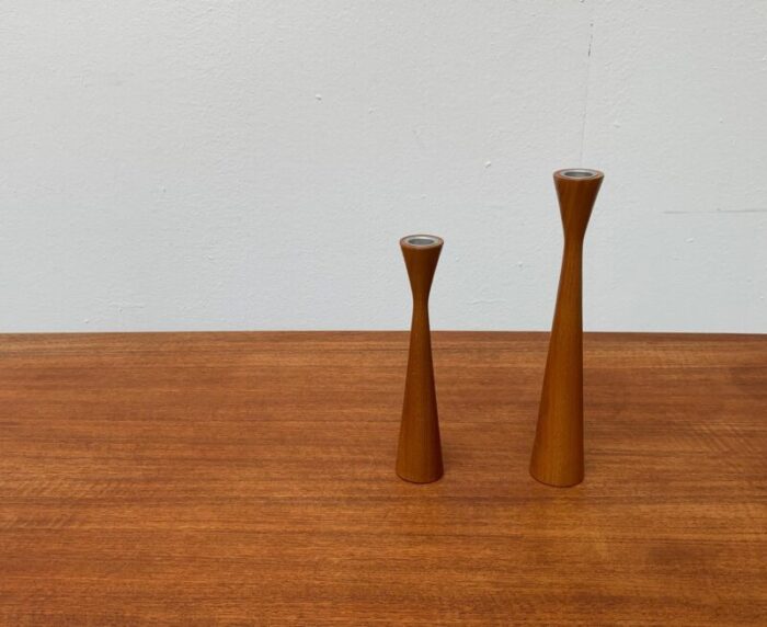 vintage danish teak candleholders set of 2 5